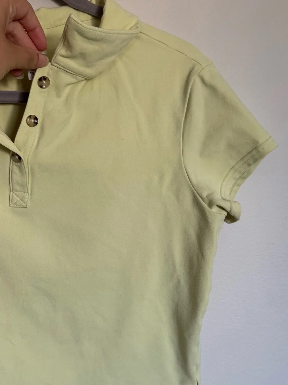 Alo Yoga Choice Polo Crop Yellow Green Lime Workout Top Short Sleeve Size L